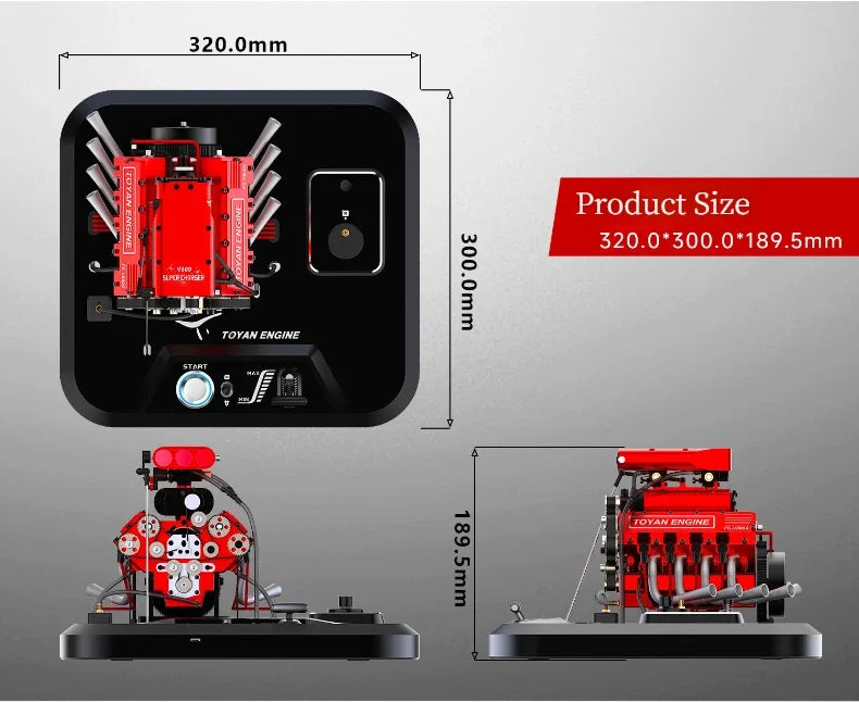 Toyan Supercharged V8 Engine Model With Metal Base
